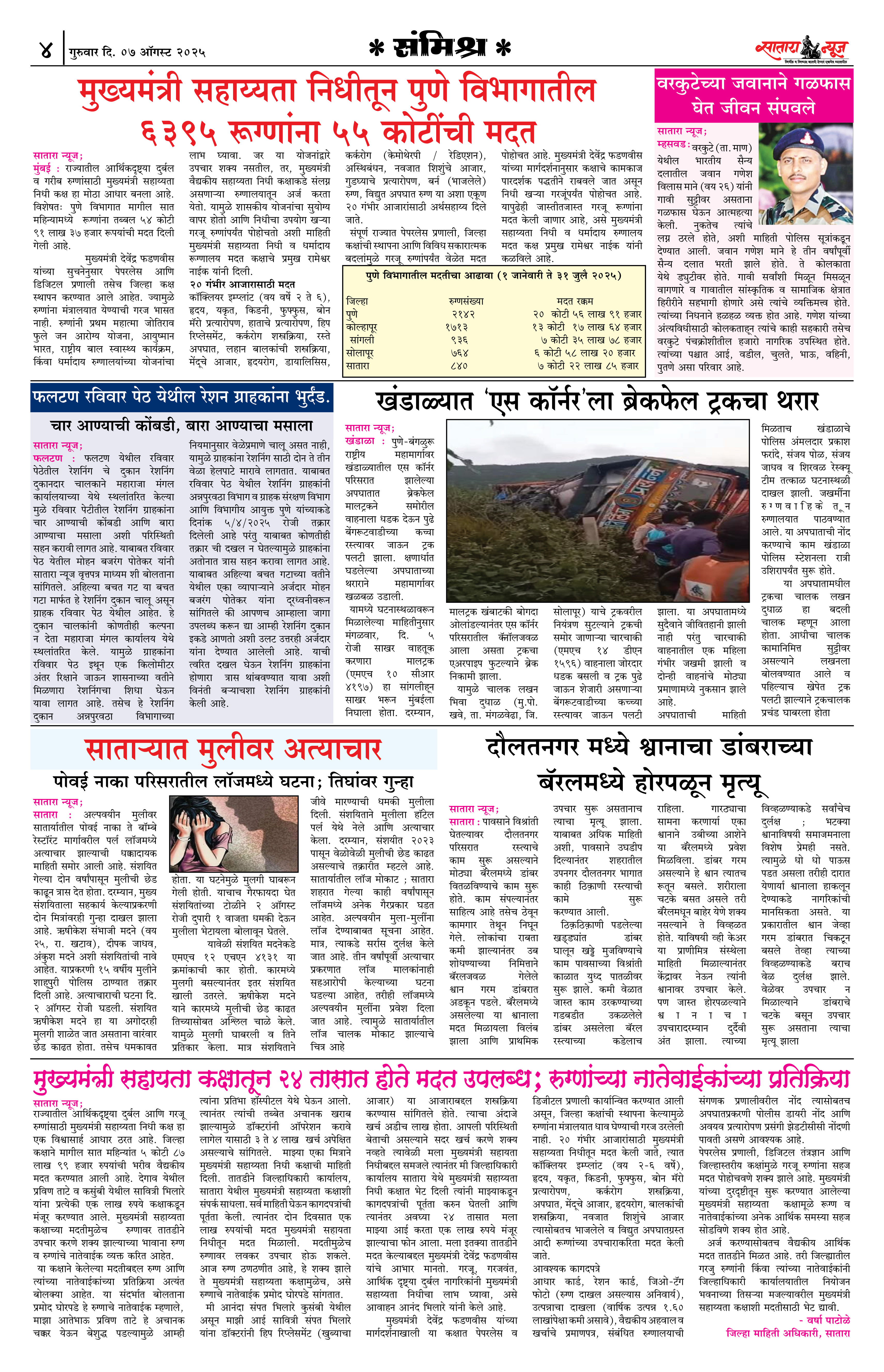 Satara News, 07 Aug, 2025 Page No : 4