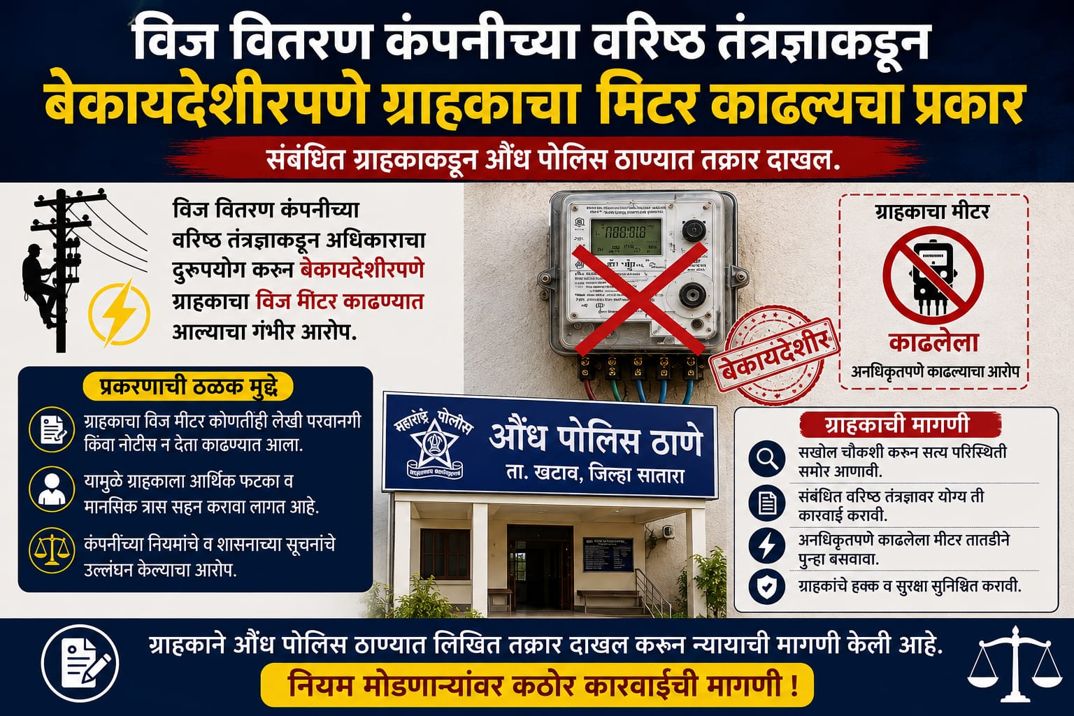पुसेसावळी येथील वरिष्ठ तंत्रज्ञ तानाजी धुमाळ यांचा ‘मीटर चोरी’चा धुमाकूळ?