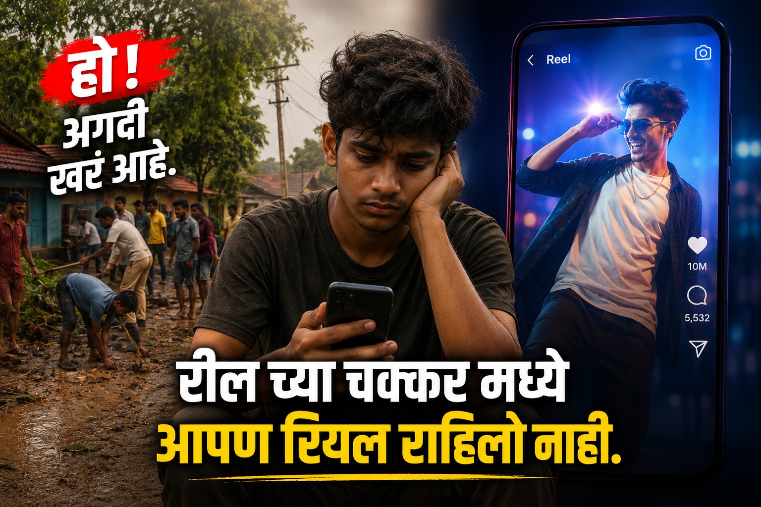 नो रिअल ....हो! अगदी खरं आहे. रील च्या चक्कर मध्ये आपण रिअल राहिलो नाही.